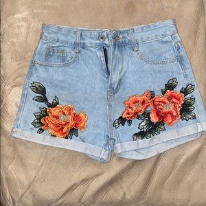 floral embroidered shorts
